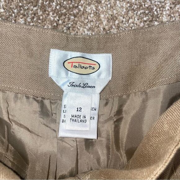 Talbots pants Irish Linen tan straight leg breathable SZ 12 POCKETS zip up - Picture 4 of 12
